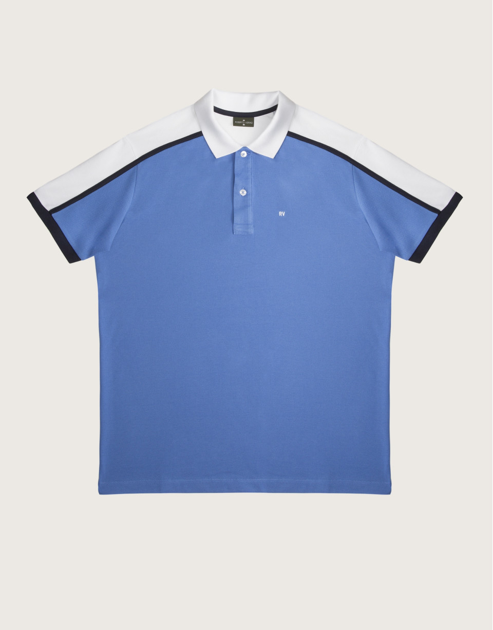 Polo "colour block" azulón y blanco