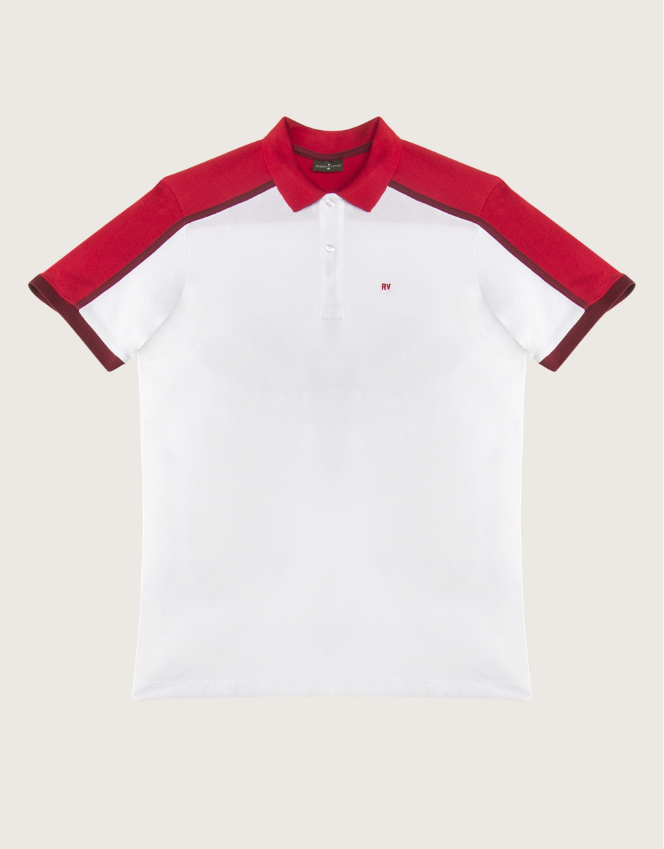 White and red "color block" polo
