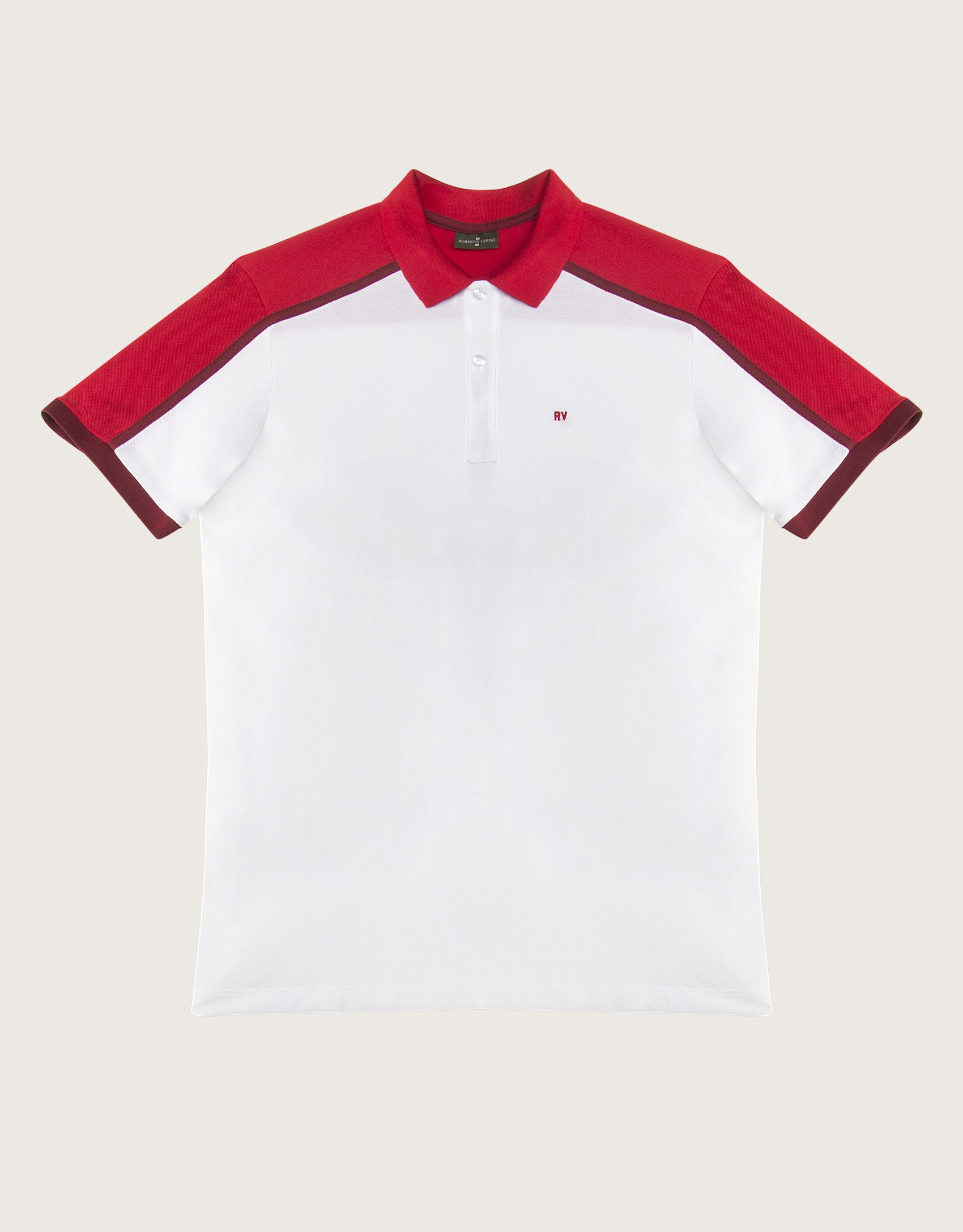 Polo "colour block" blanco y rojo