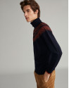 Navy blue sweater with design