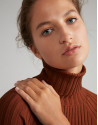 Mink-colored,  turtleneck, ribbed, sweater