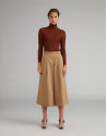 Mink-colored,  turtleneck, ribbed, sweater