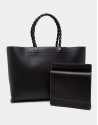 Black leather Garden tote bag