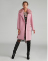 Pink cloth coat with fur collar