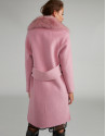 Pink cloth coat with fur collar