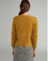 Gold fur-effect knit cardigan