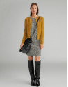 Gold fur-effect knit cardigan