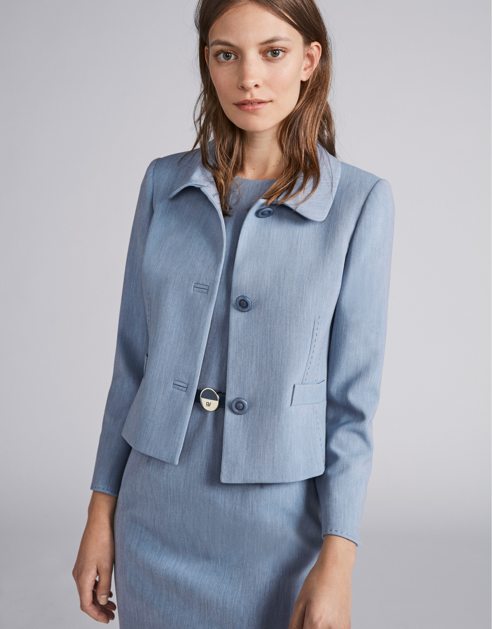 Light blue short fitted jacket