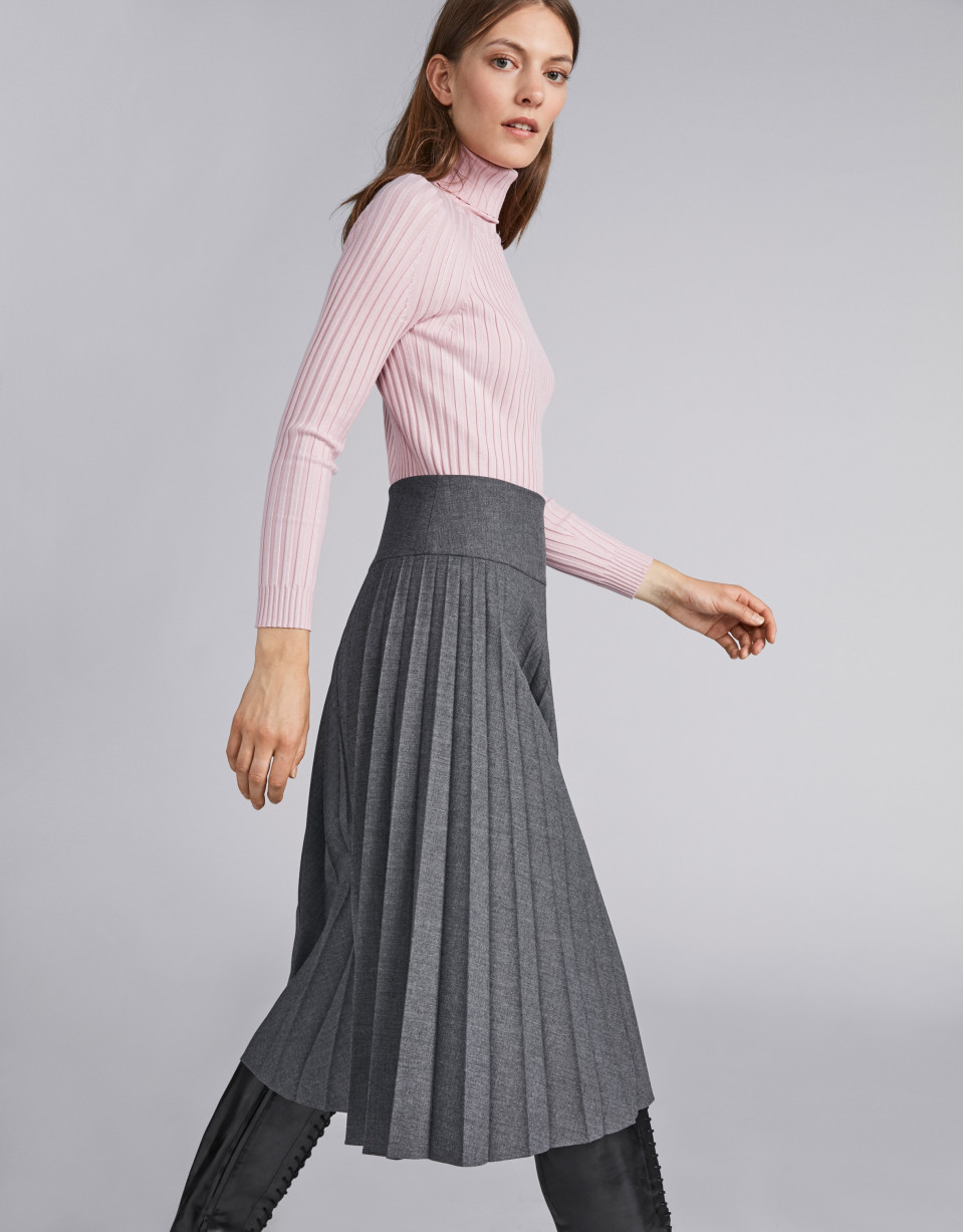 Marengo gray pleated midi skirt