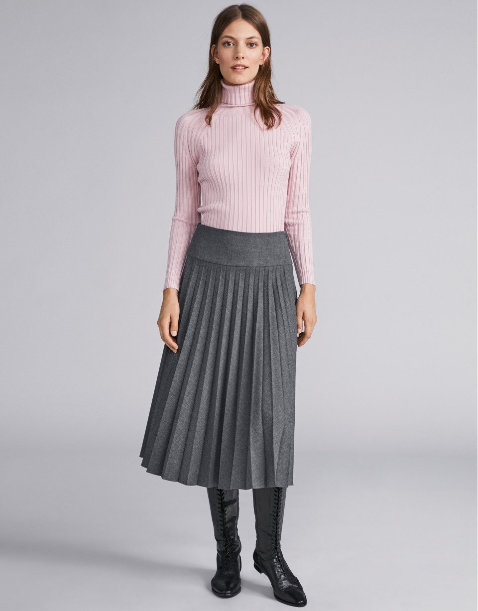 Marengo gray pleated midi skirt