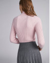 Jersey canalé cuello tortuga rosa