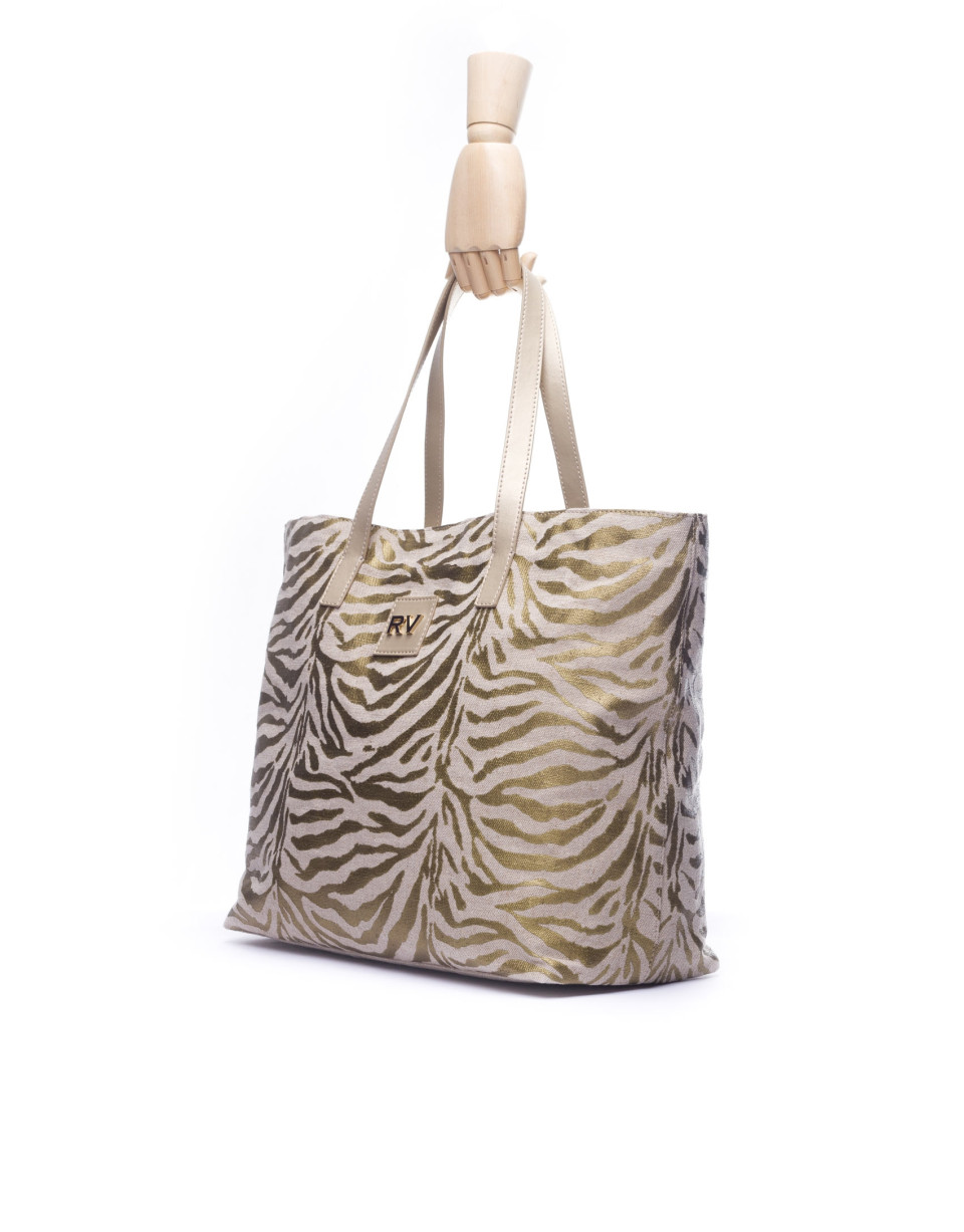 AFRICA:  Gold zebra print shopping bag