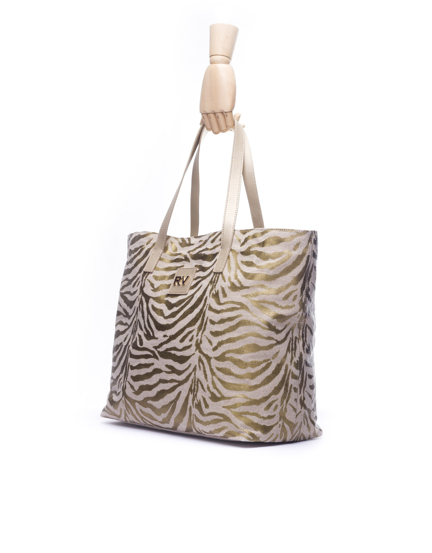 AFRICA:  Shopping en tejido con estampado cebra dorado