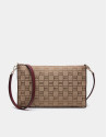 Burgundy canvas Lisa clutch bag with logos
