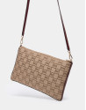 Burgundy canvas Lisa clutch bag with logos