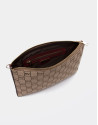 Burgundy canvas Lisa clutch bag with logos