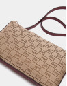 Burgundy canvas Lisa clutch bag with logos