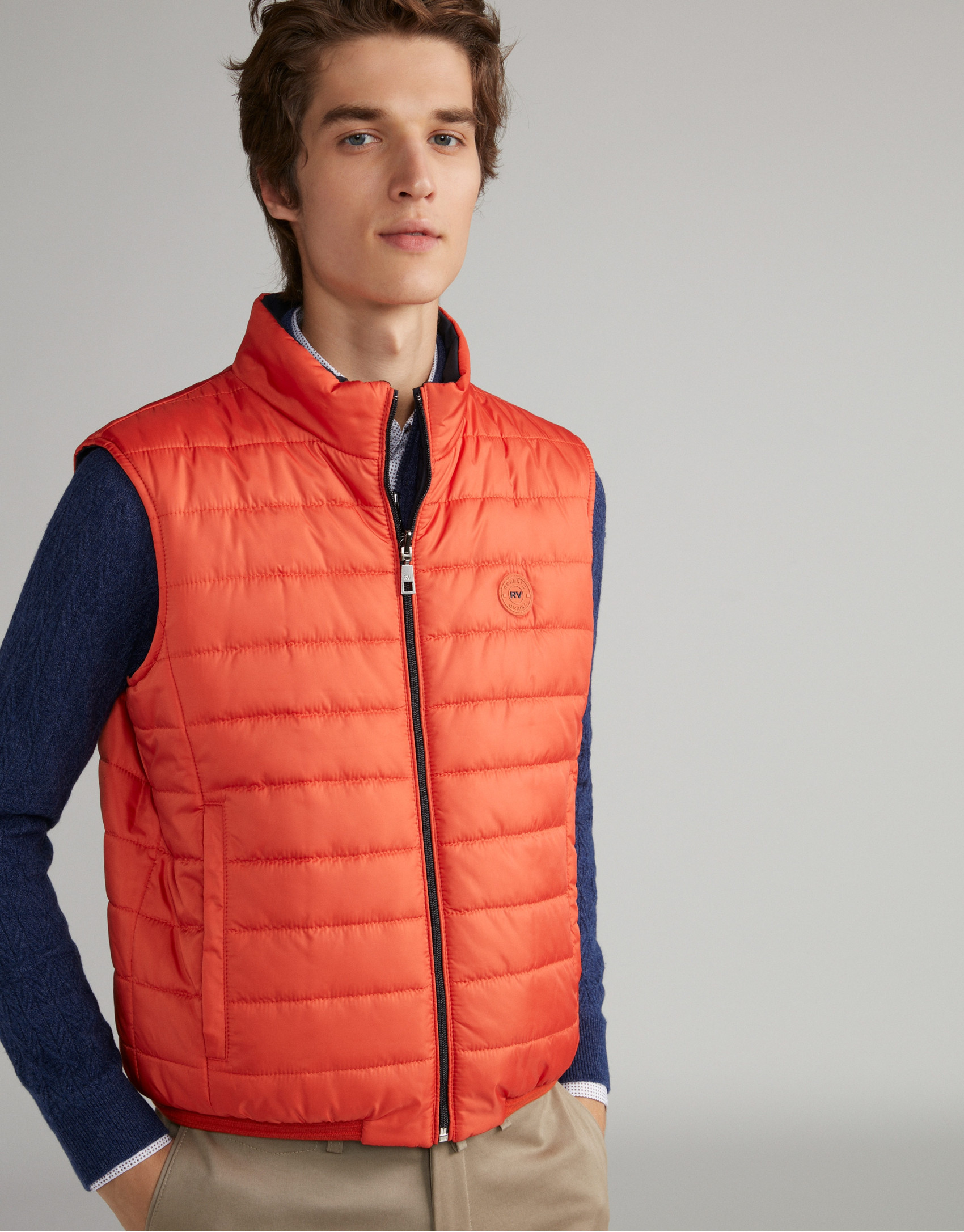Orange/navy blue reversible vest