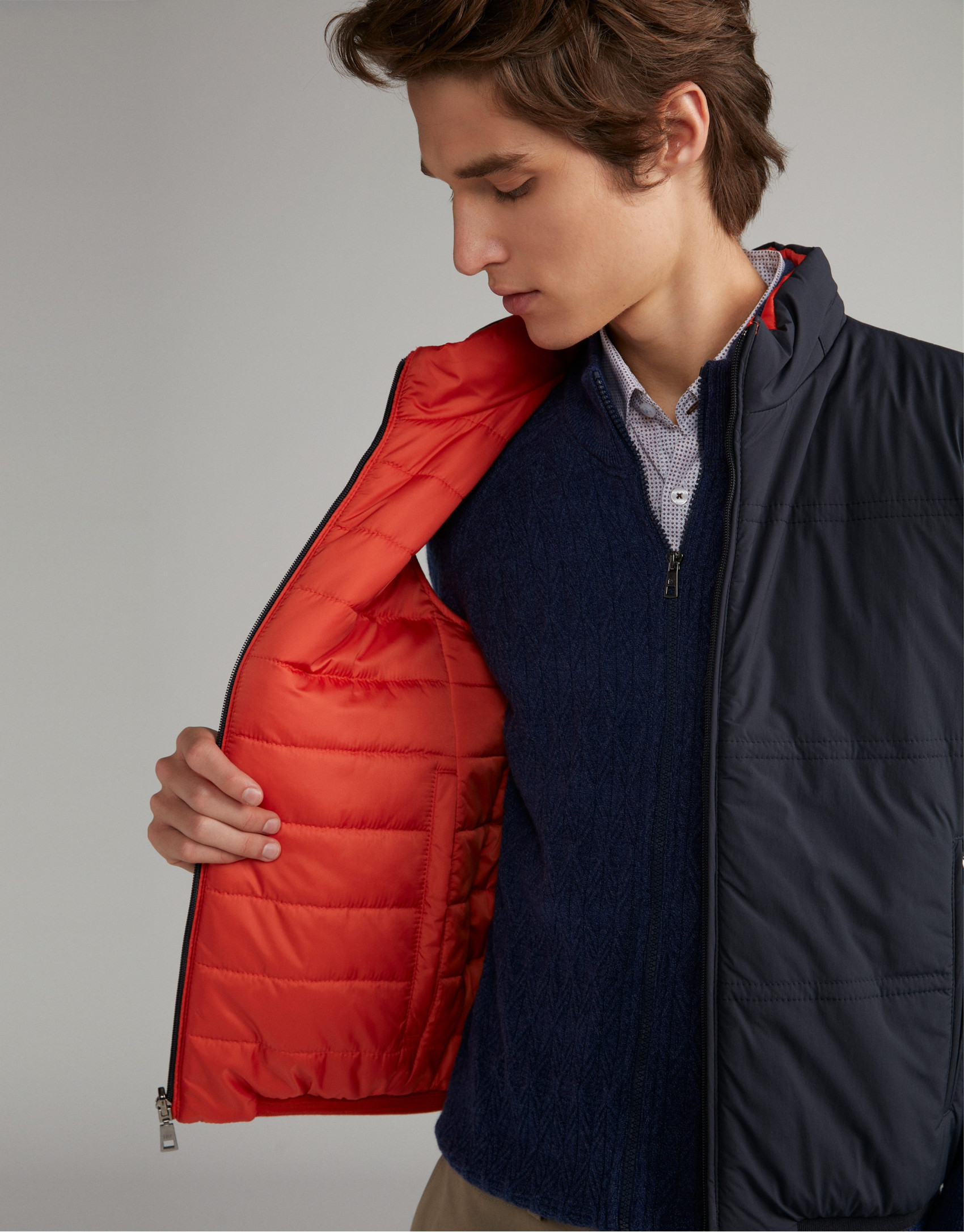 Orange/navy blue reversible vest
