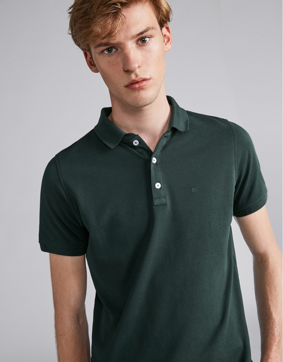 Polo de piqué verde oscuro