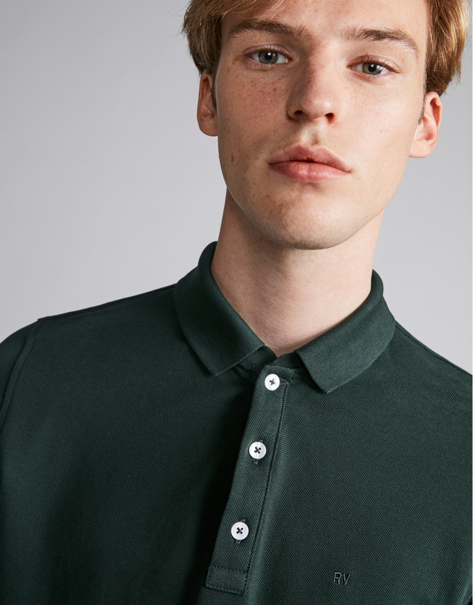 Polo de piqué verde oscuro
