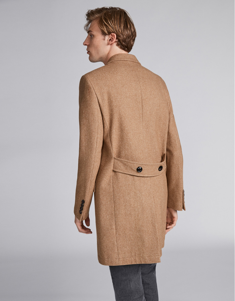 Camel wool, double-breasted coat