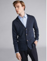 Navy blue wool jacket with knit collar