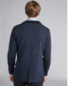 Navy blue wool jacket with knit collar
