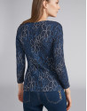Navy blue knit top with floral print
