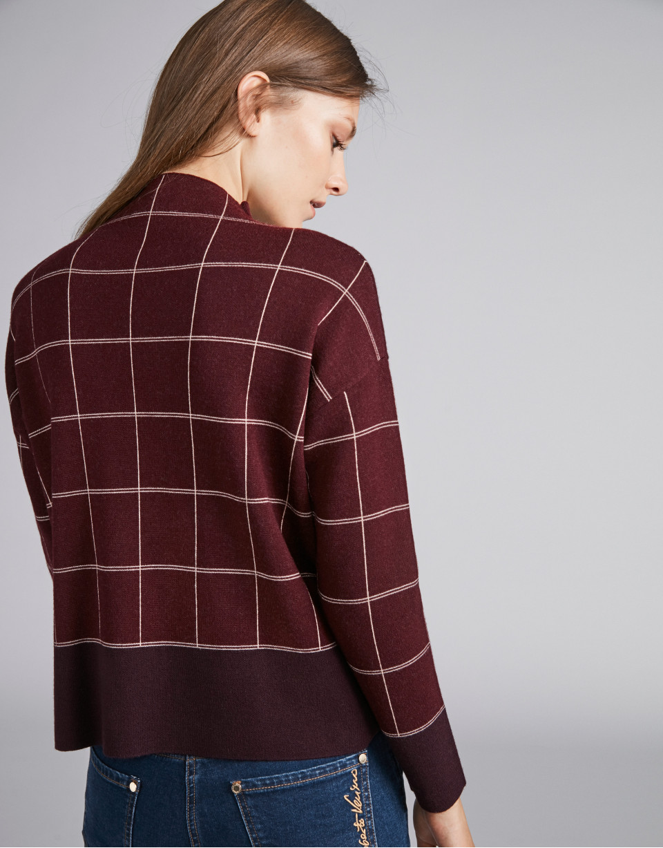Jersey oversize cuadros granate