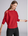 Burgundy sweater with bat sleeves
