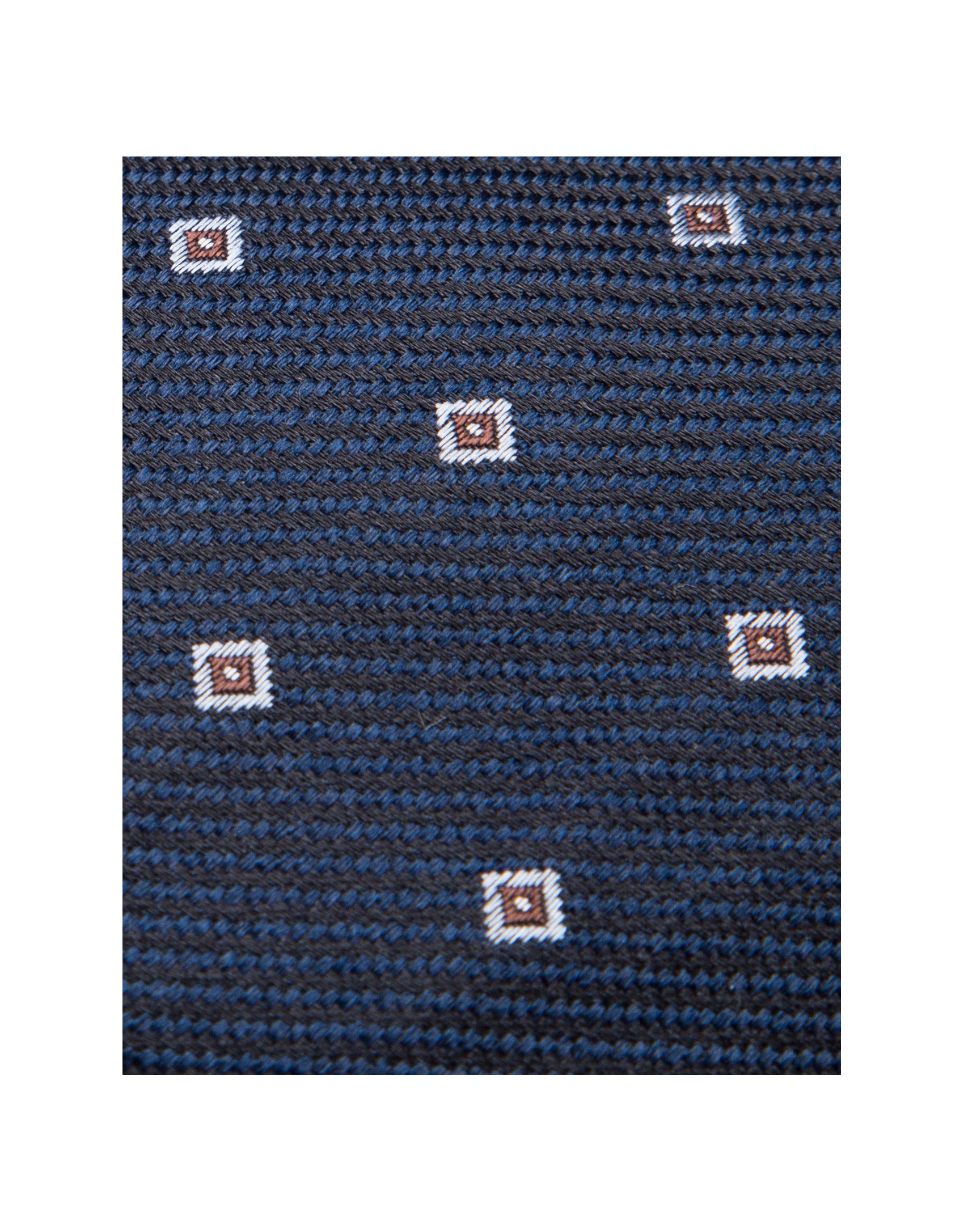 Navy blue/black silk tie with light blue geometric jacquard print