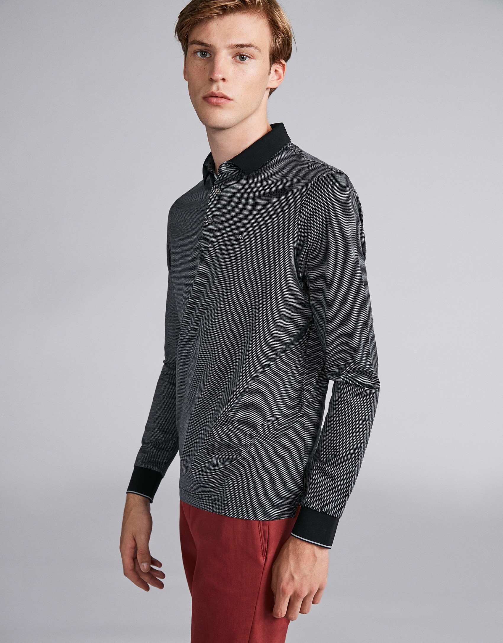 Polo bicolor negro/gris plata