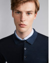Navy blue wool polo