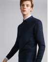 Navy blue wool polo