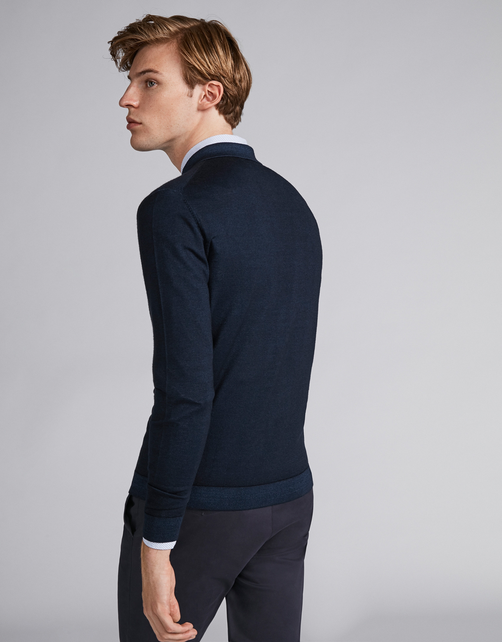 Navy blue wool polo