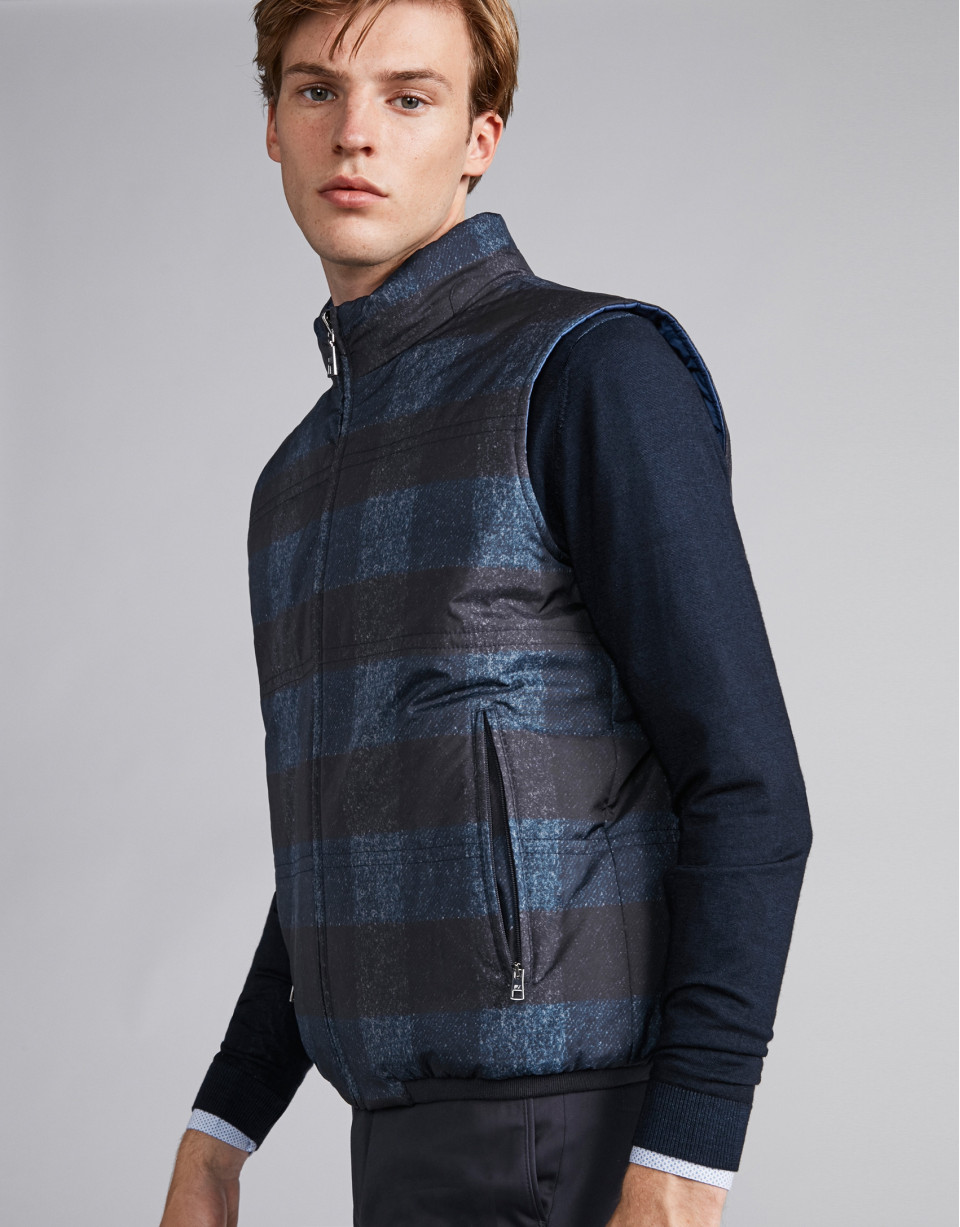 Chaleco sport reversible liso/cuadros