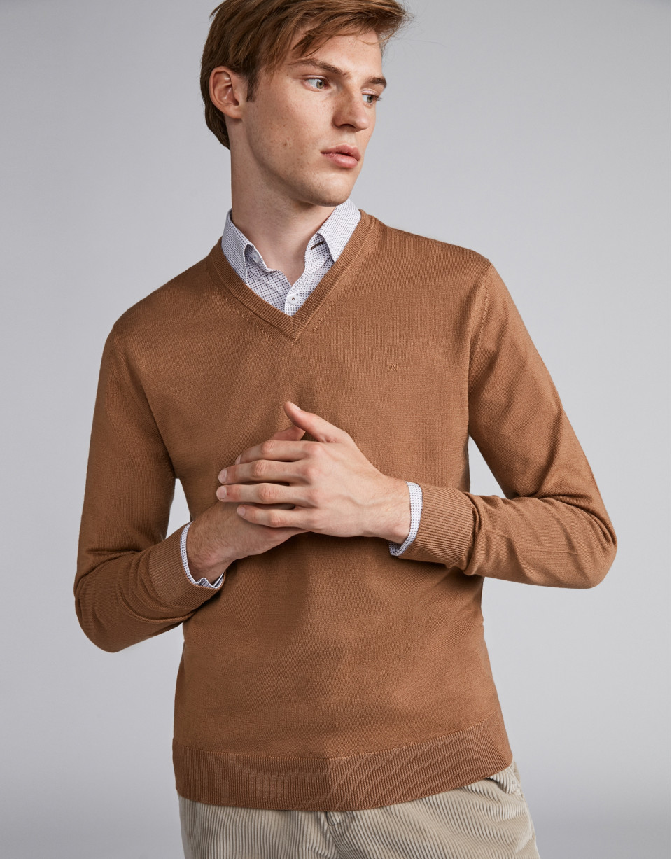 Jersey pico lana cámel