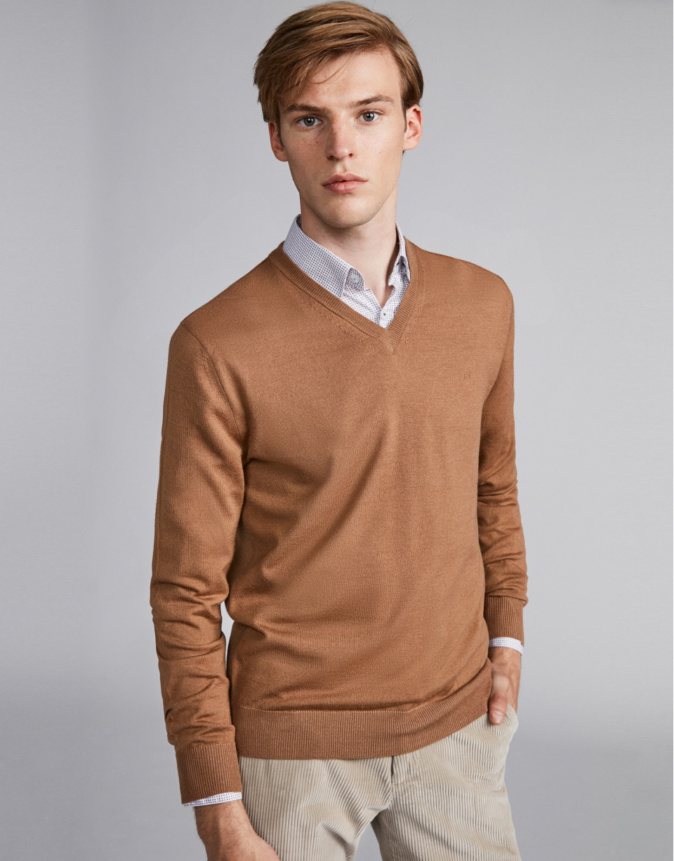 Jersey pico lana cámel