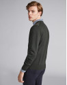 Khaki green wool V-neck sweater