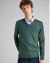 Green wool V-neck sweater