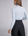 Jersey canalé cuello tortuga celeste