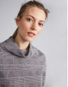Gray knit glen plaid top