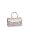 CARMEN RAYA:  Multi-colored striped fantasy leather bowling bag