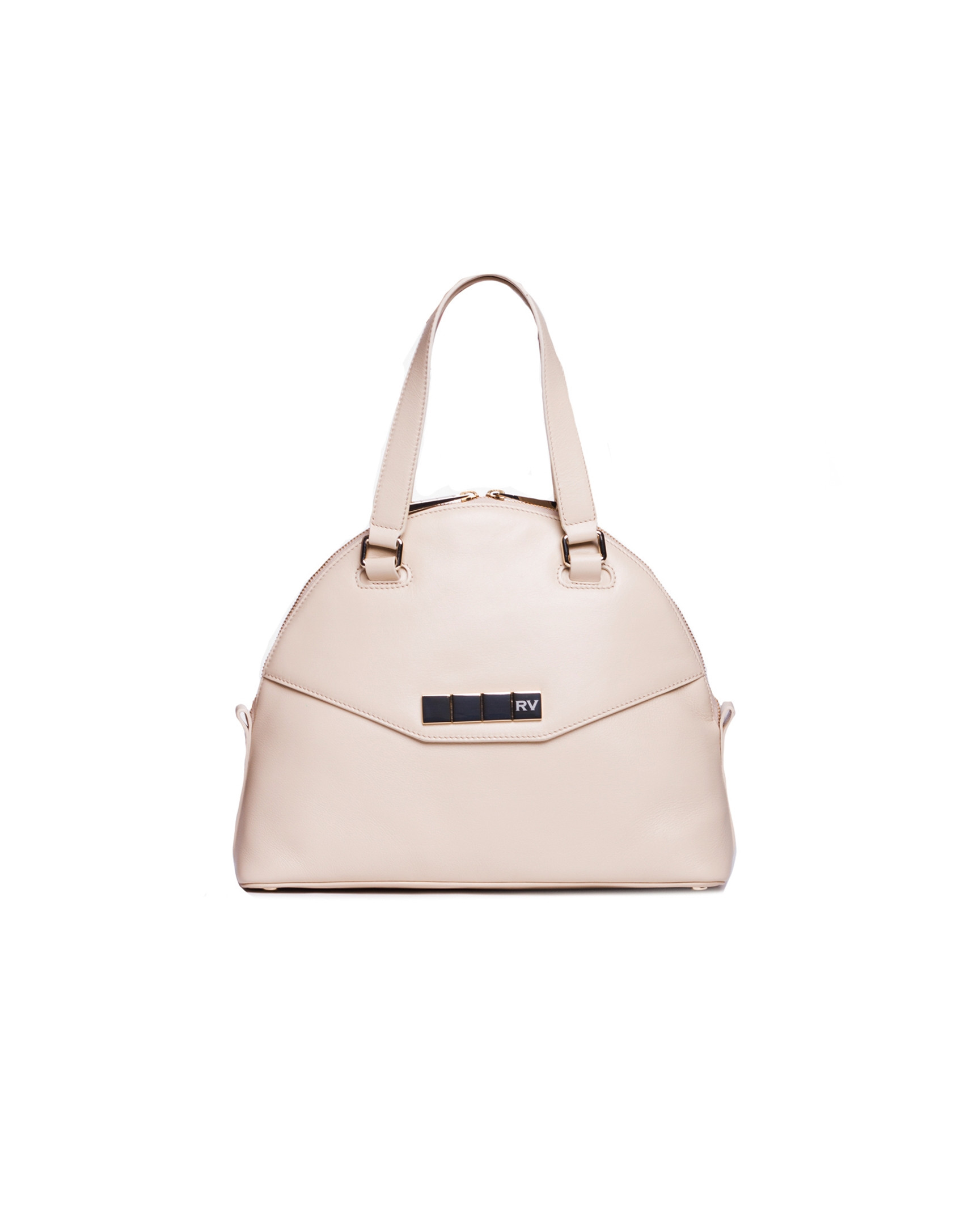 LEONOR CREMA: Satchel en napa