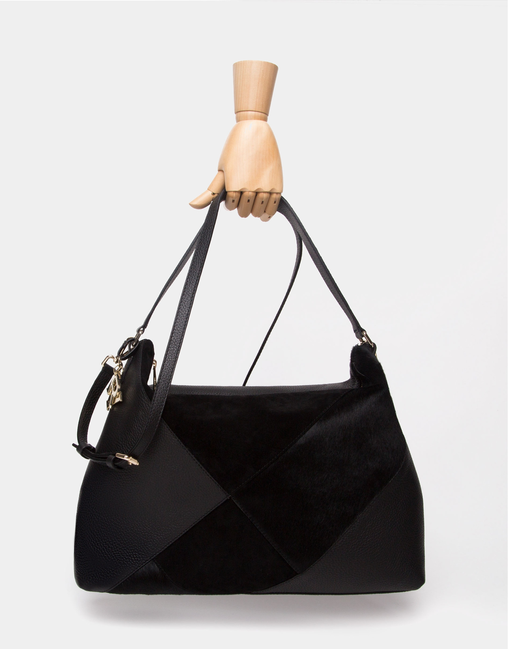 Black Ava patchwork shoulder bag