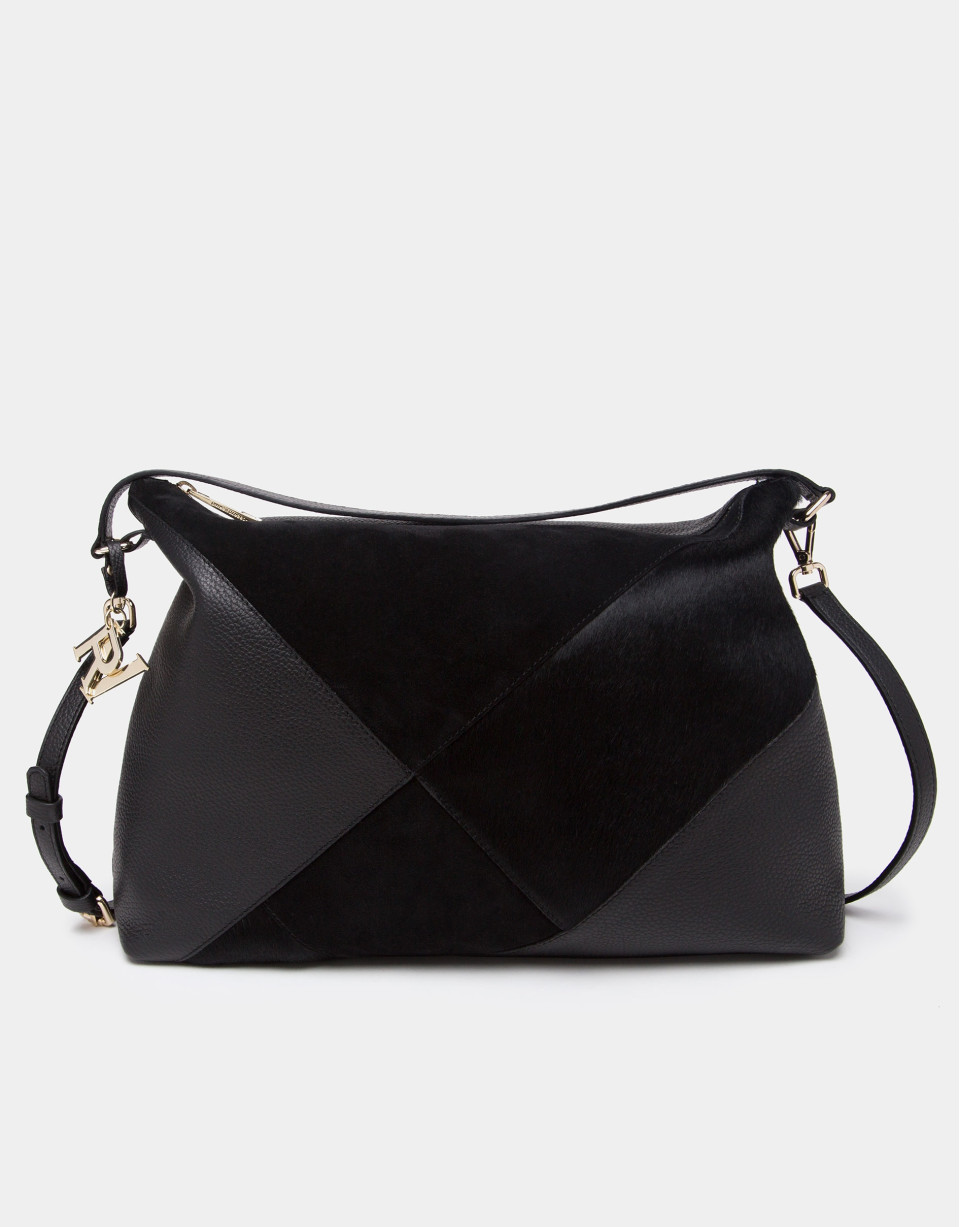 Bolso Ava de hombro negro patchwork