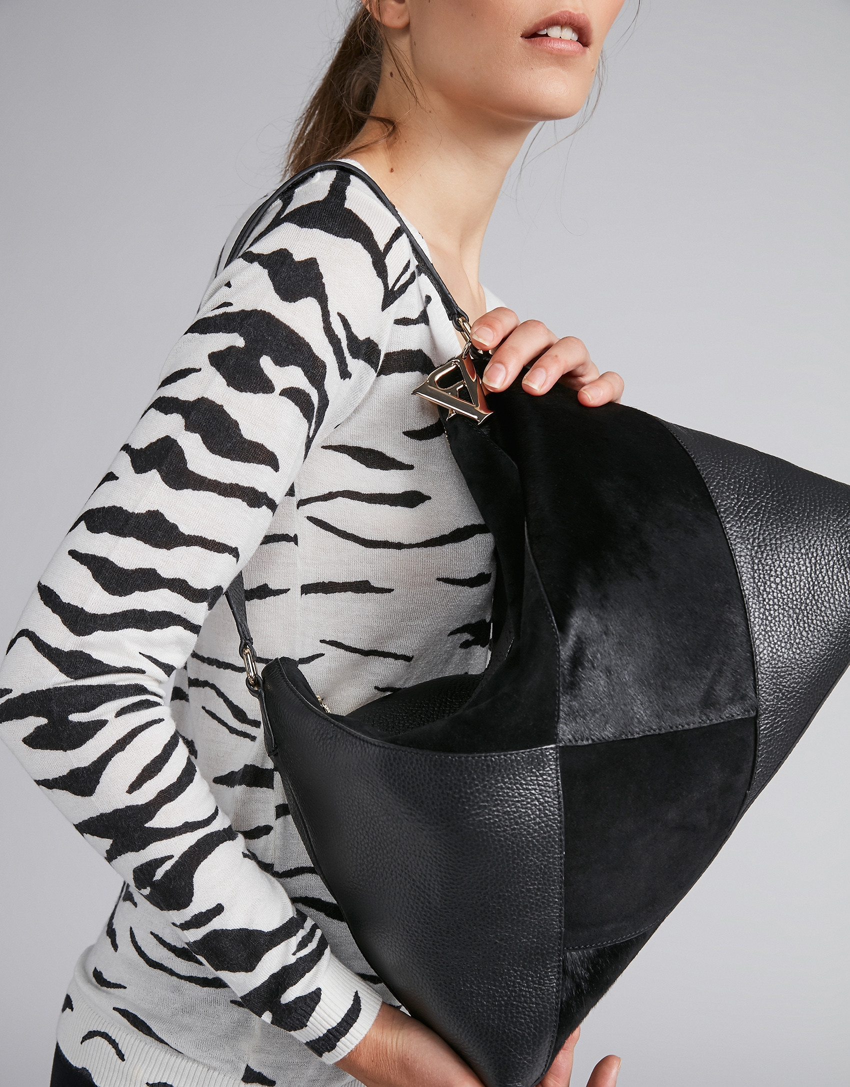 Black Ava patchwork shoulder bag