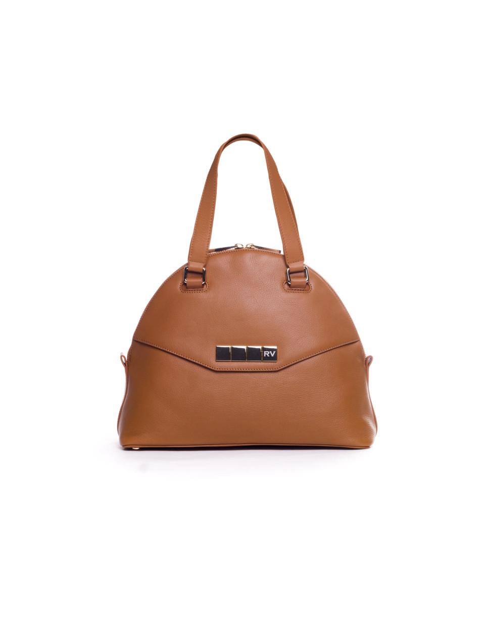 LEONOR CARAMELO: Satchel en napa
