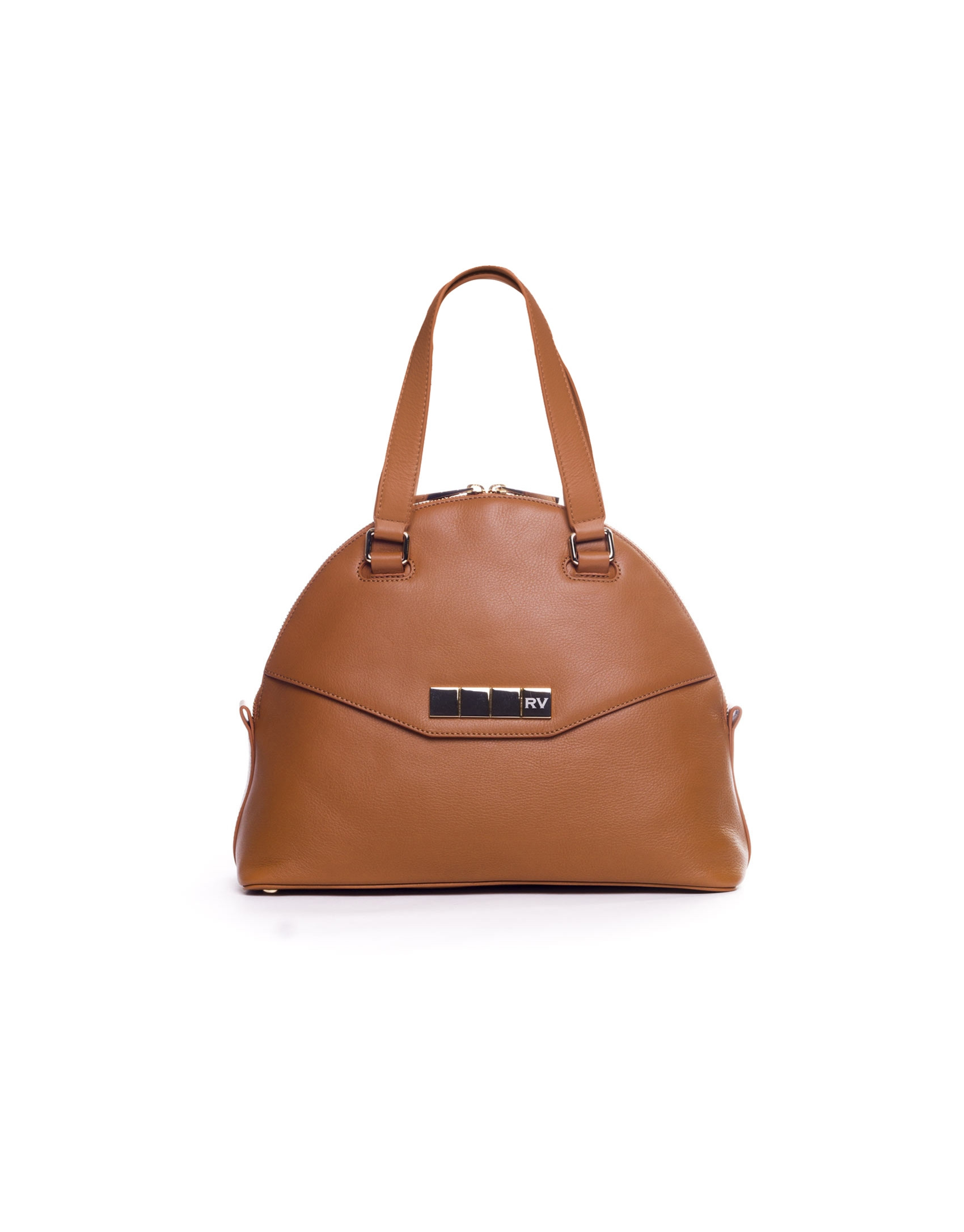 LEONOR CARAMELO: Satchel en napa